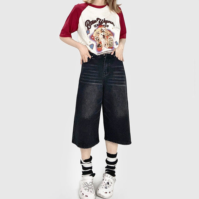 Skater Girl Denim Baggy Shorts Maxct