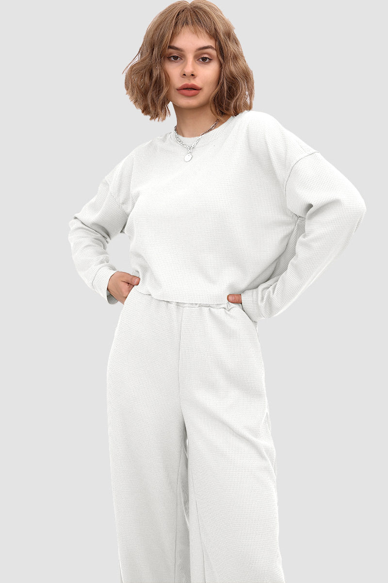 Maxct Waffle Solid Pullover Top & Knit Wide Pants - Image 8