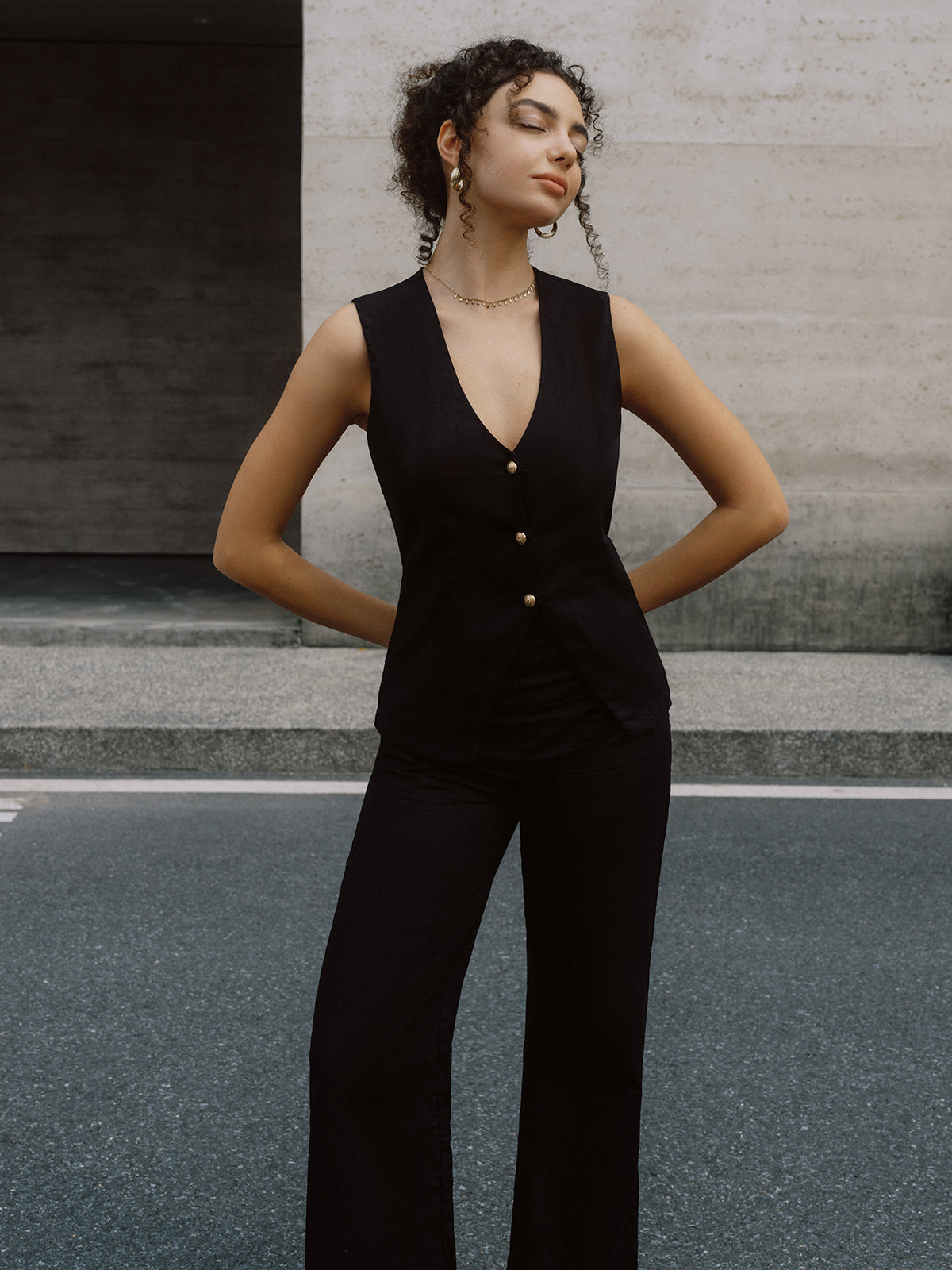 Maxct Tailored Metal Button Waistcoat With Pants Set