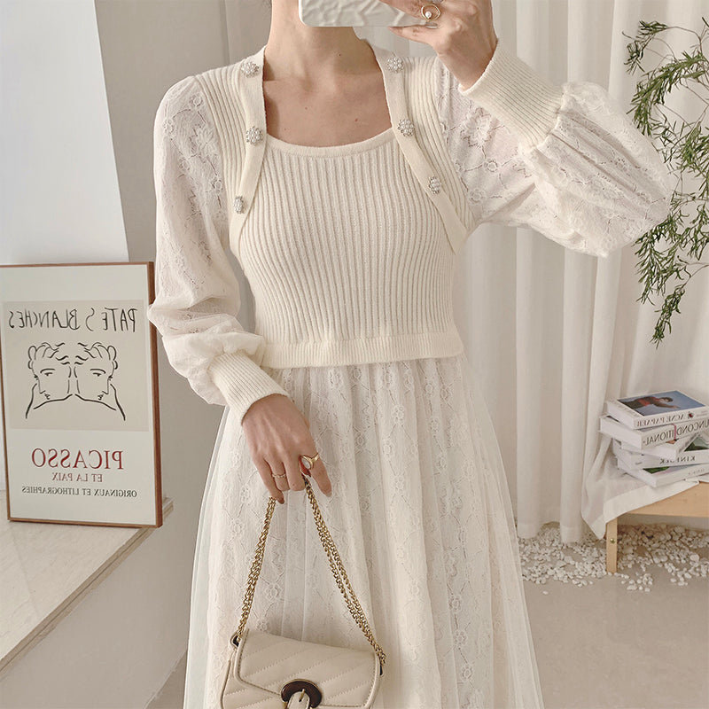 Lace Knit Sweater Dress Maxct