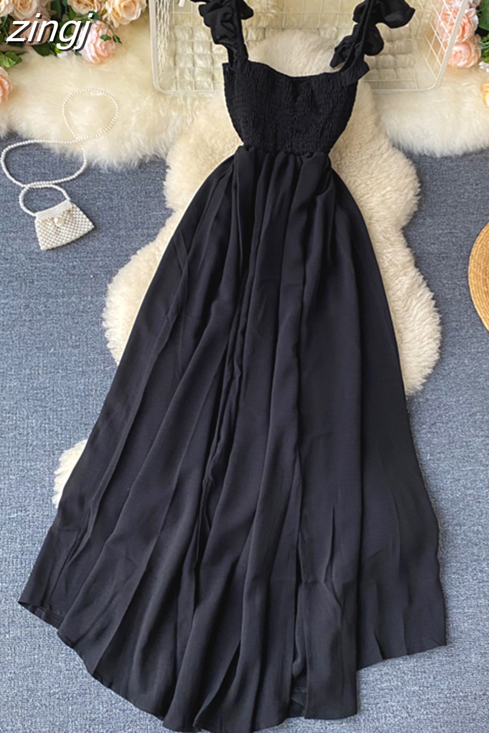 Maxct High Waist Slash Neck Women Long Dress Elegant Big Swing A-line Vestidos Verano Vintage Green/Red Party Robe For Female