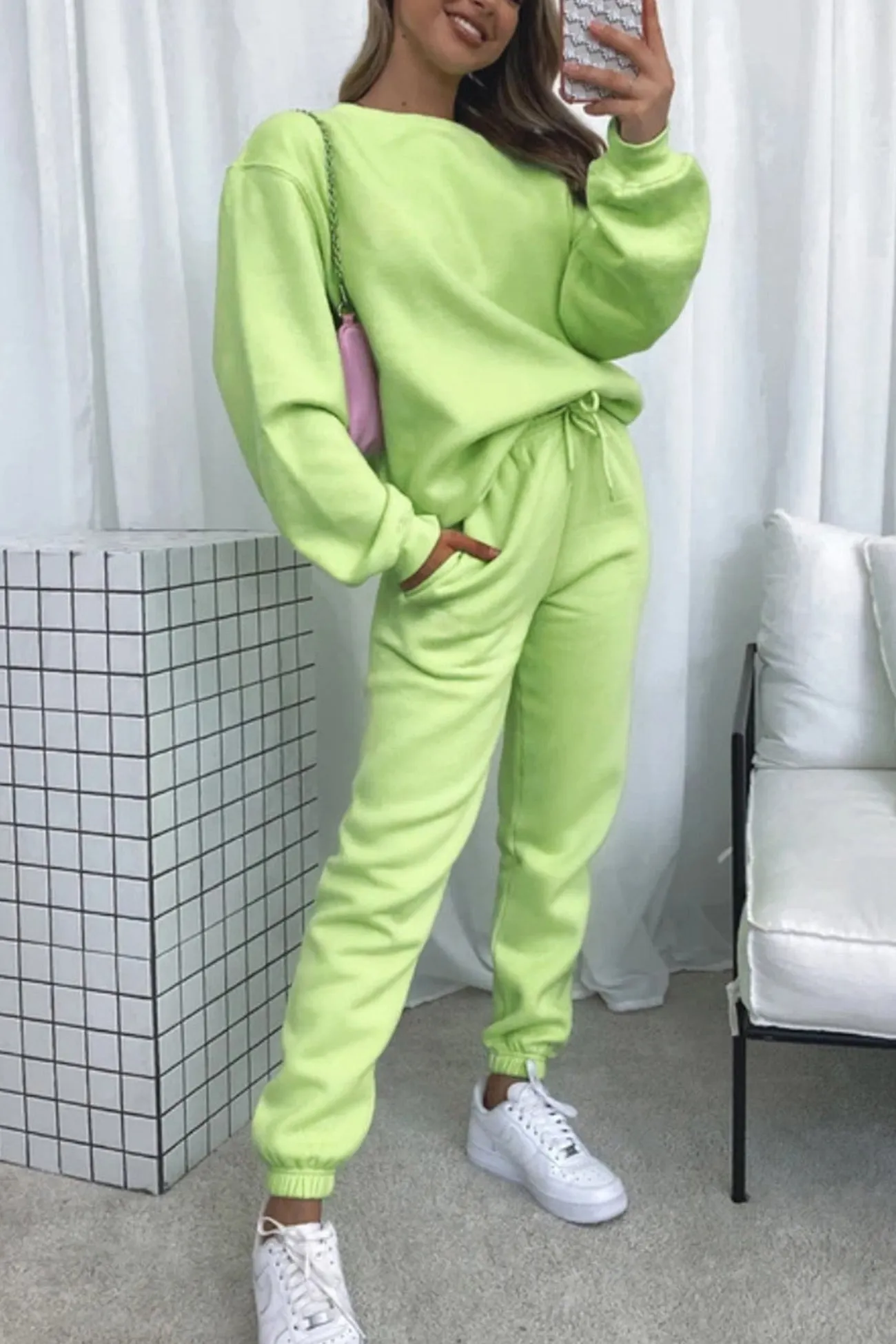 Maxct Solid Sweatshirt Pants Set