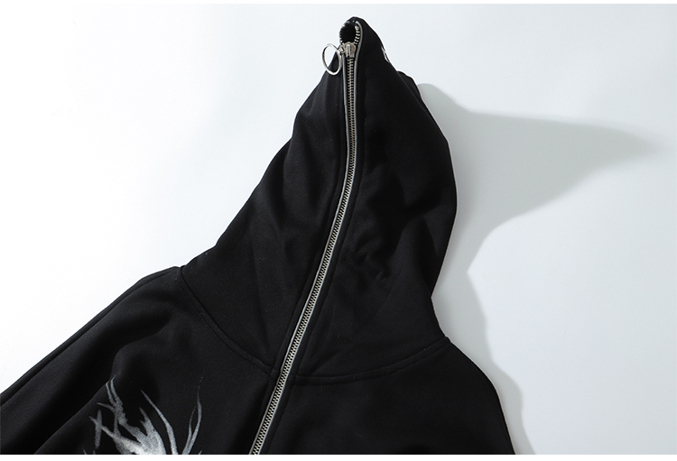 Punk Graphic Print Full Zip Hoodie
