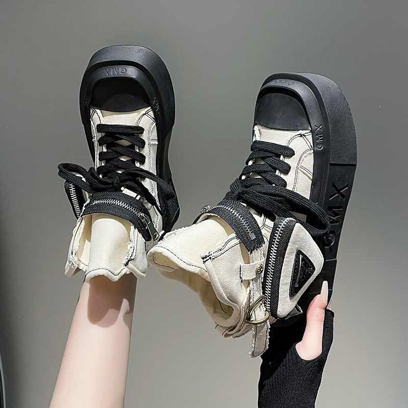 Women's Punk Gothic Denim Canvas Platform Ankle Boots