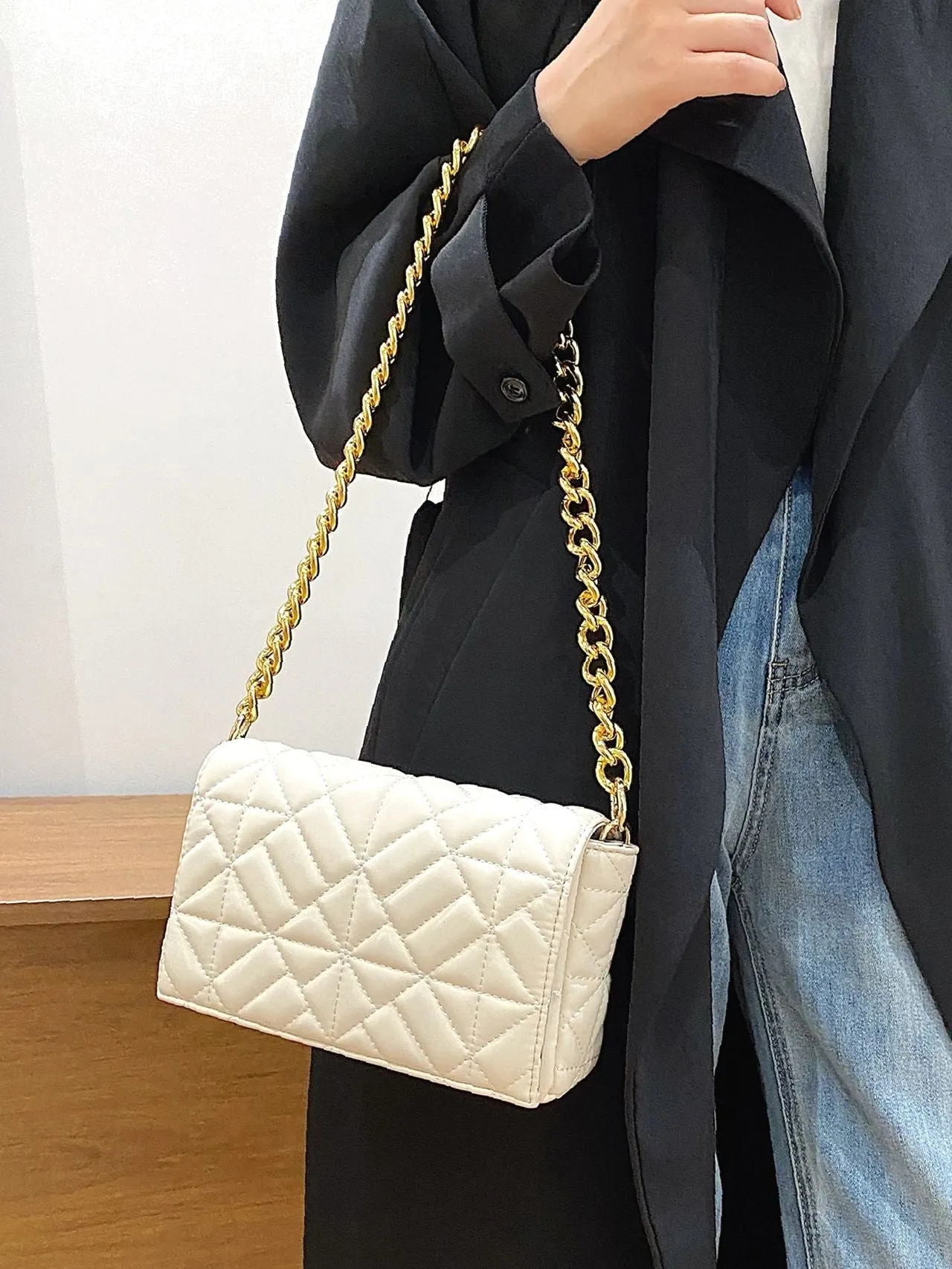 Bag For Love - Minimalist Quilted Flap Square Bag - Women Maxct Bags