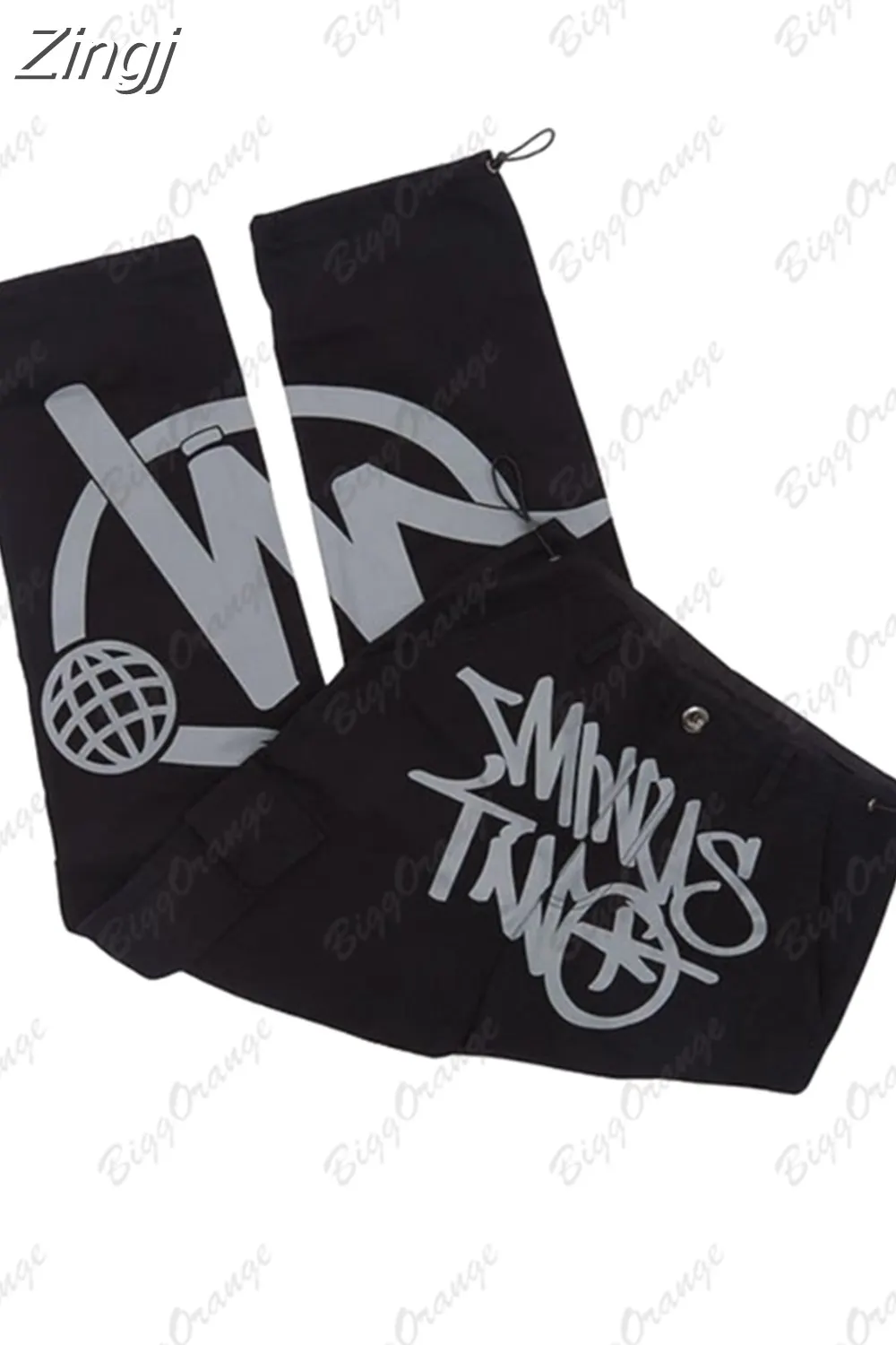 Men's Graffiti-Print Wide-Leg Cargo Pants