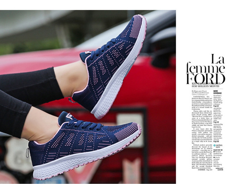 Women's Casual Breathable Mesh Flat Sneakers - true deals club