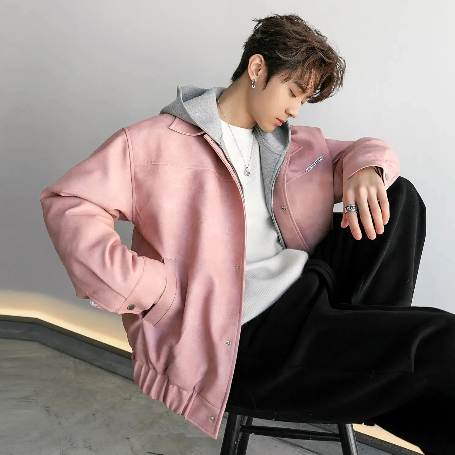 Maxct Pink Hooded Leather Jacket