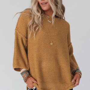 Maxct &Round Neck Dropped Shoulder Sweater