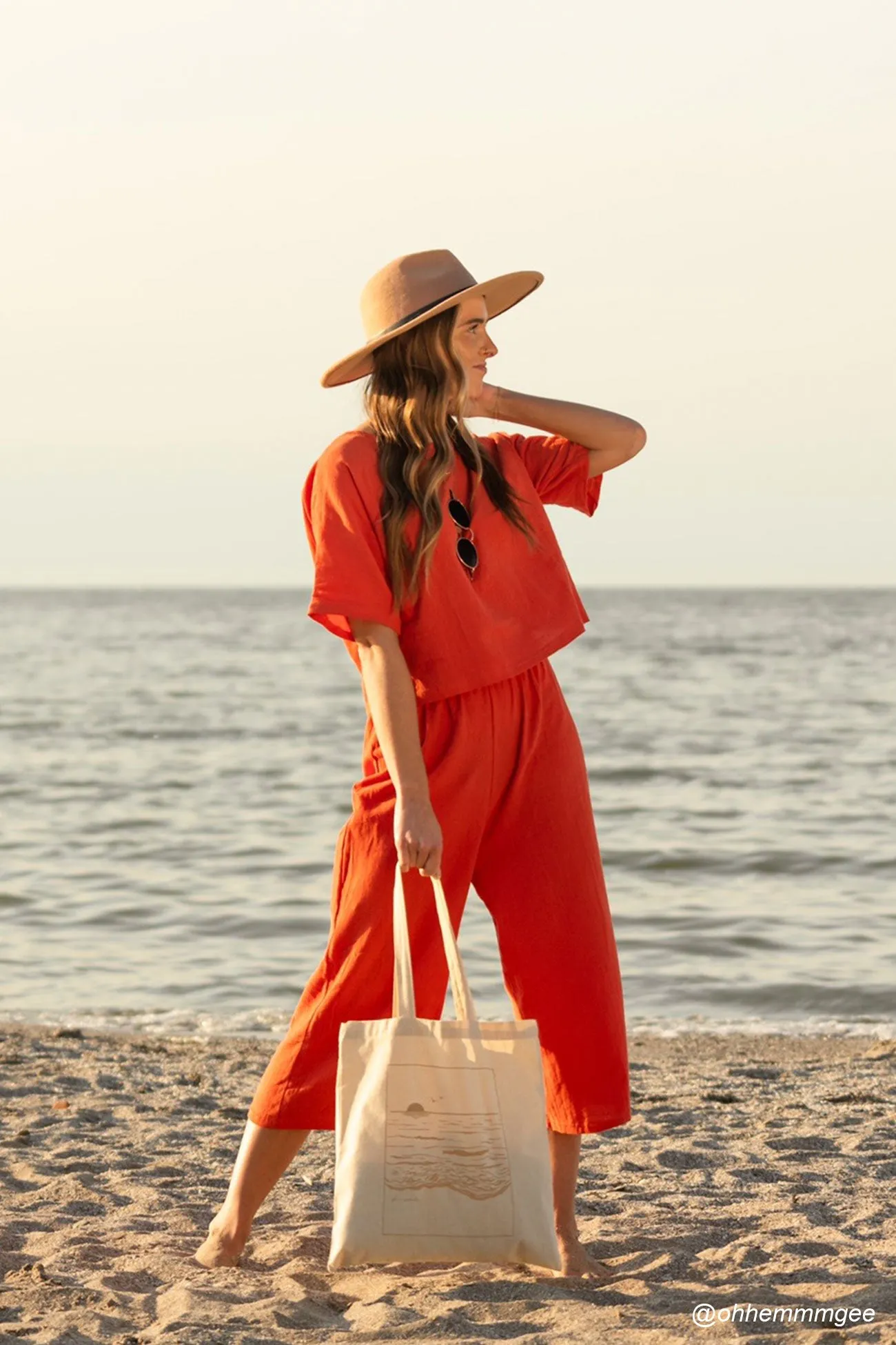 Maxct Solid Short Sleeve Top & Elastic Waist Pants