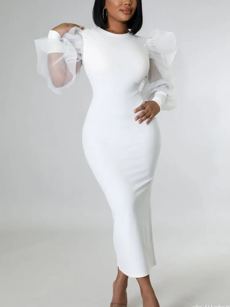 Puff Sleeve Maxi Dresses Maxct