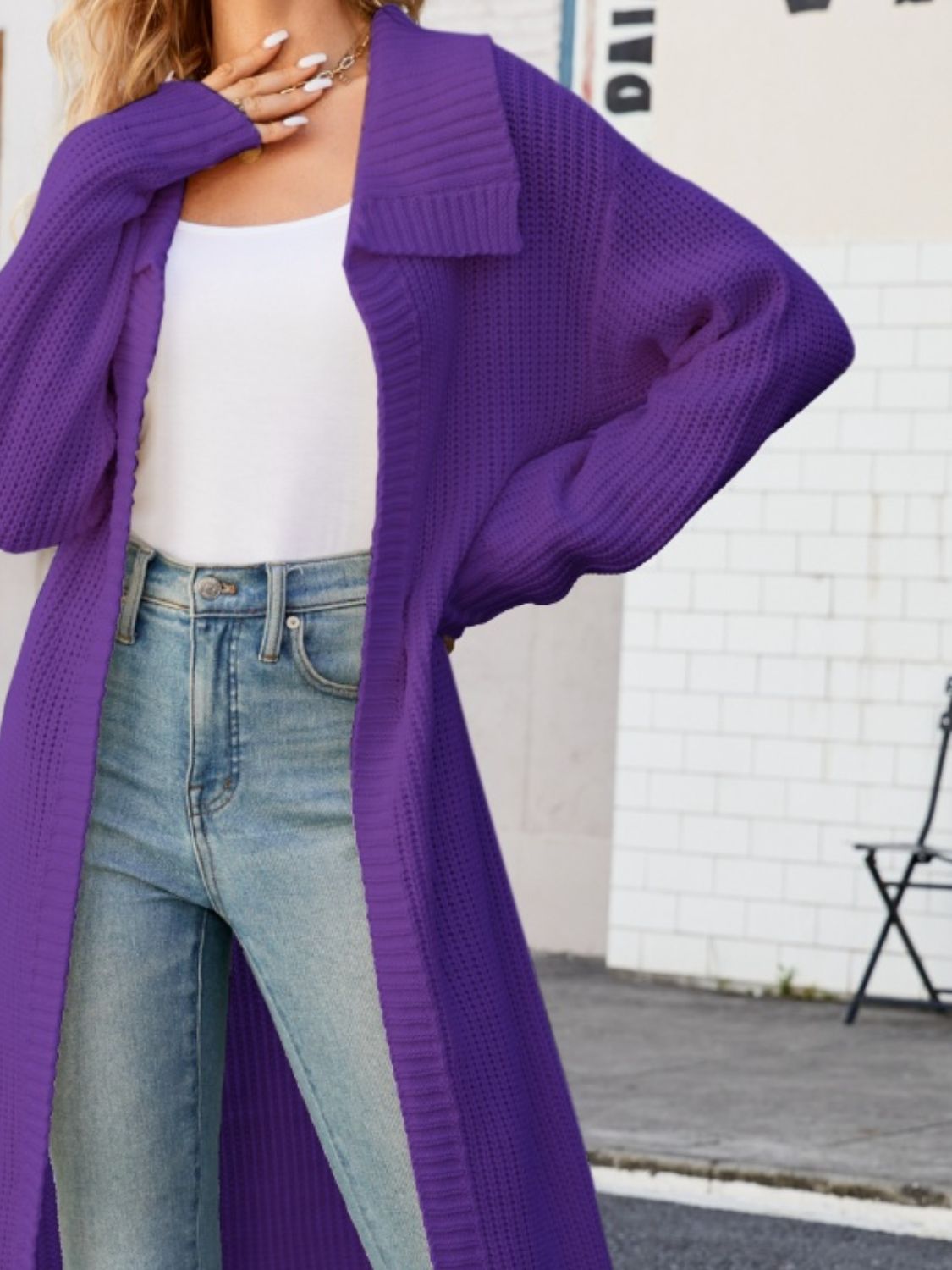 Maxct &Full Size Collared Open Front Duster Cardigan - Image 9