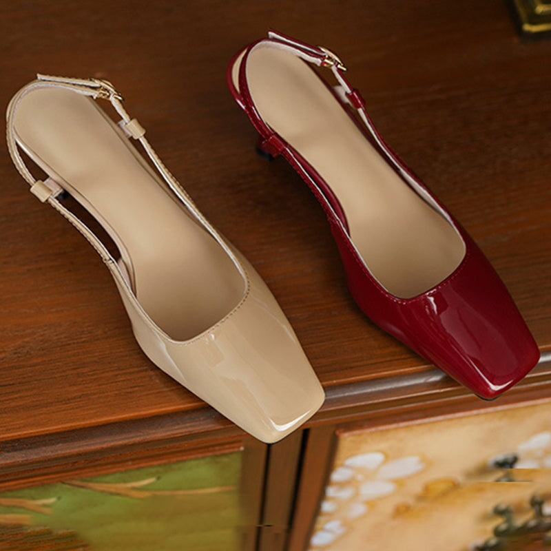 Square Toe Kitty Heel Pumps Sandals Maxct