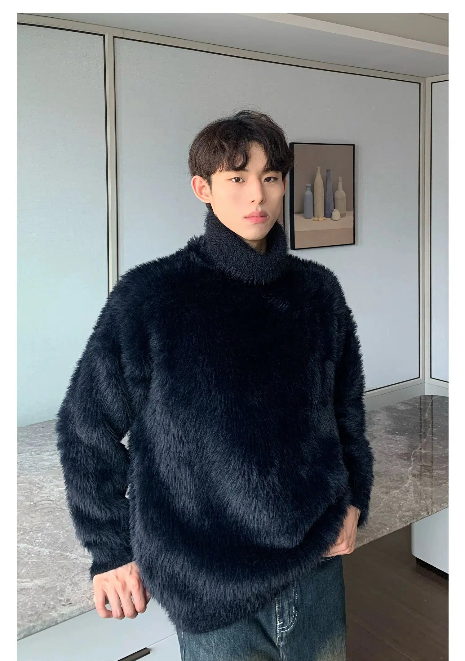 Maxct Furry Faux Mink Turtleneck Sweater