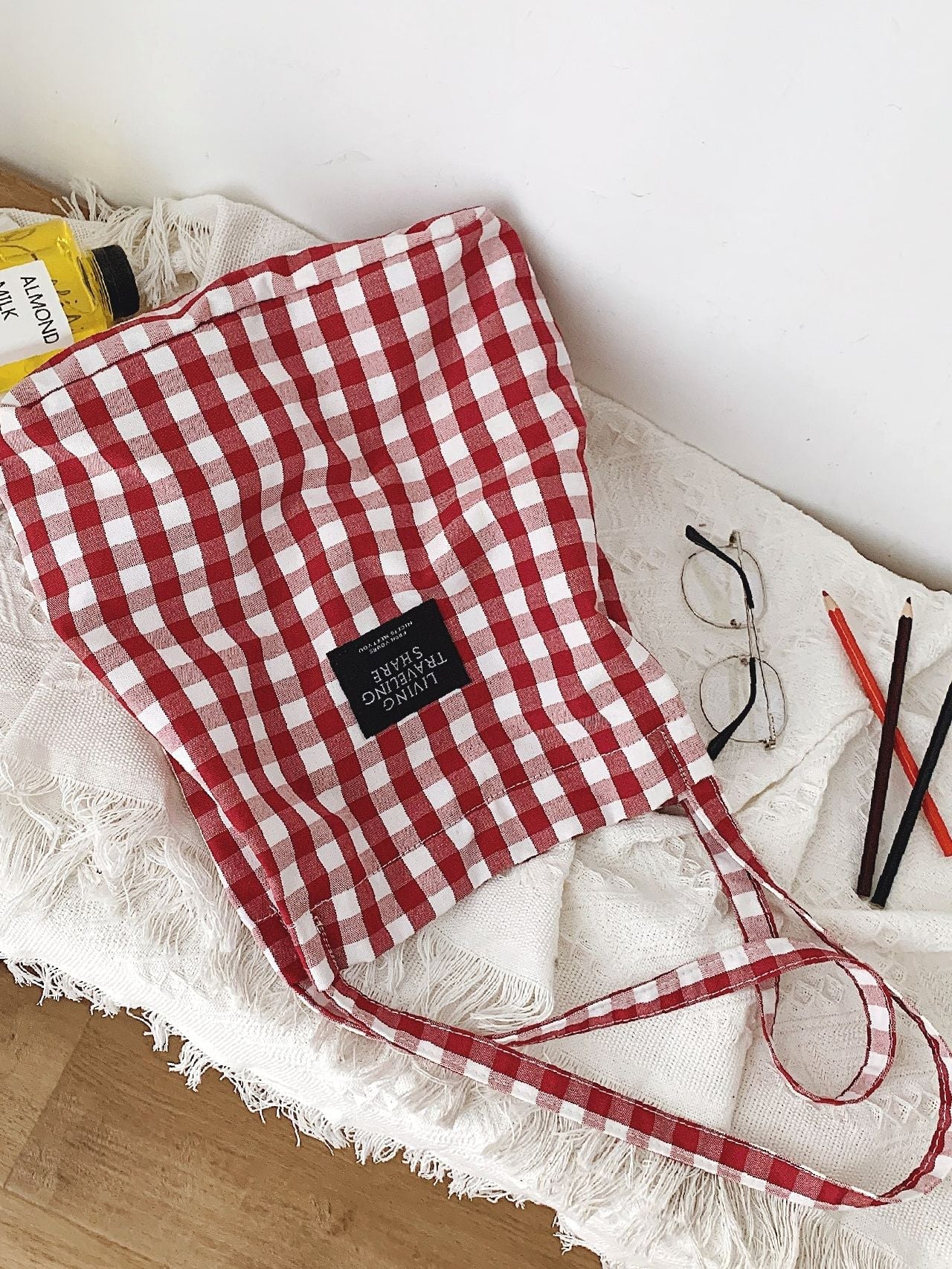Maxct - Letter Patch Gingham Shopper Bag  - Women Tote Bags