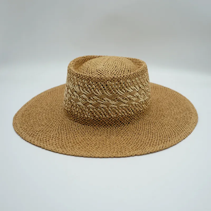 Straw Hat Japanese Style Black Brown Panama Women's Beach Big Brim