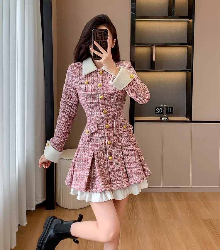 Flirty Plaid Tweed Mini Dress Maxct