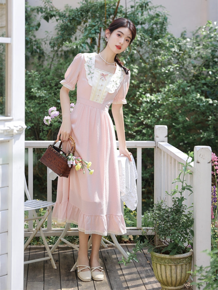 Sweet Floral Embroidered Midi Dress Maxct
