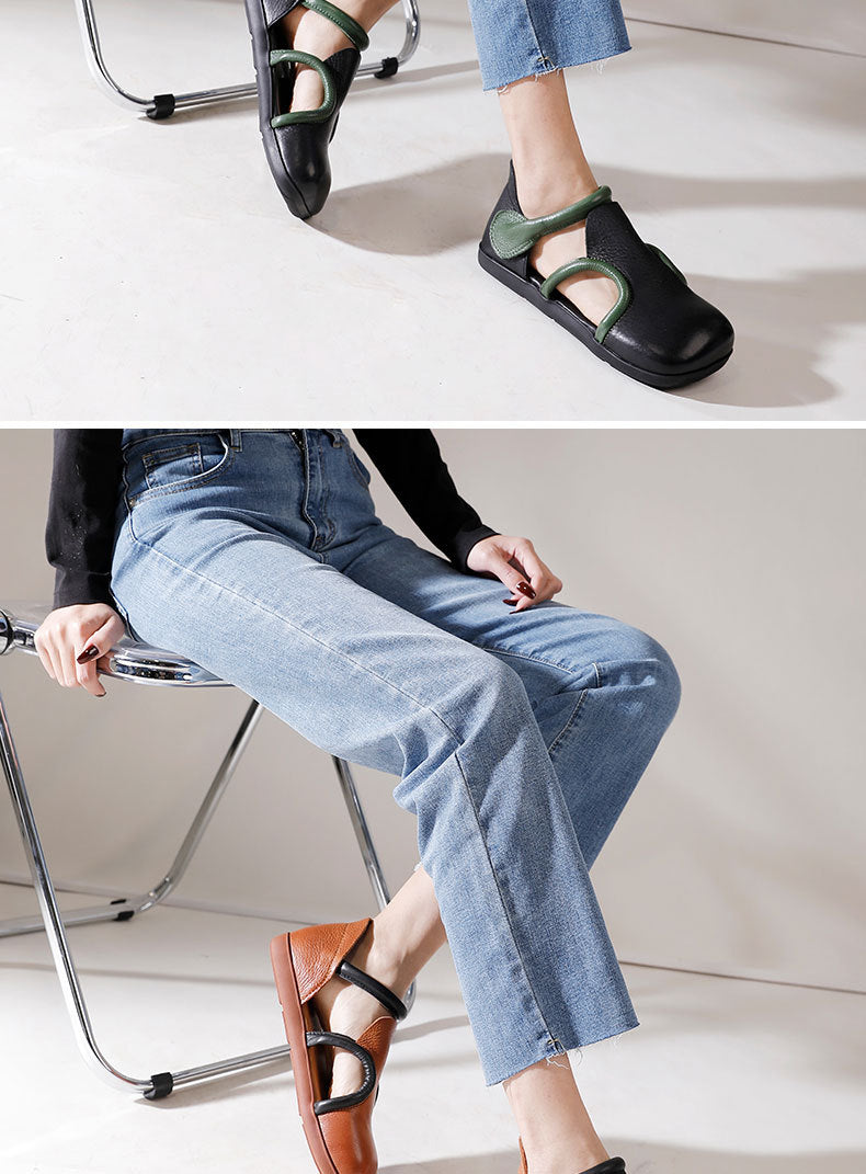Vintage Niche Leather Flat Sandals Maxct