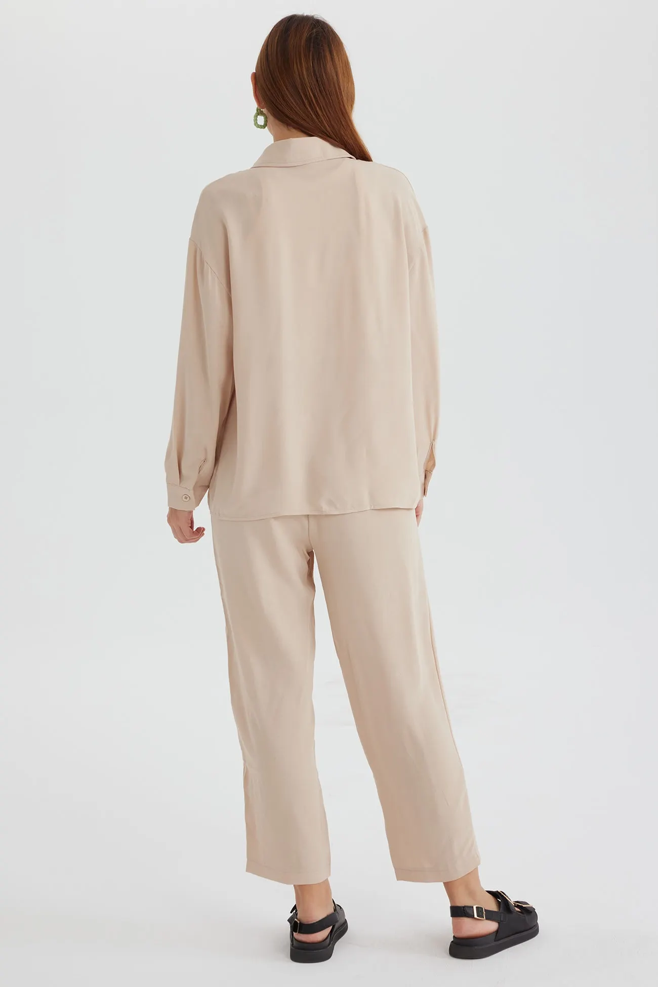 Maxct Long Sleeve Solid Color Shirt Long Pants Set - Image 16