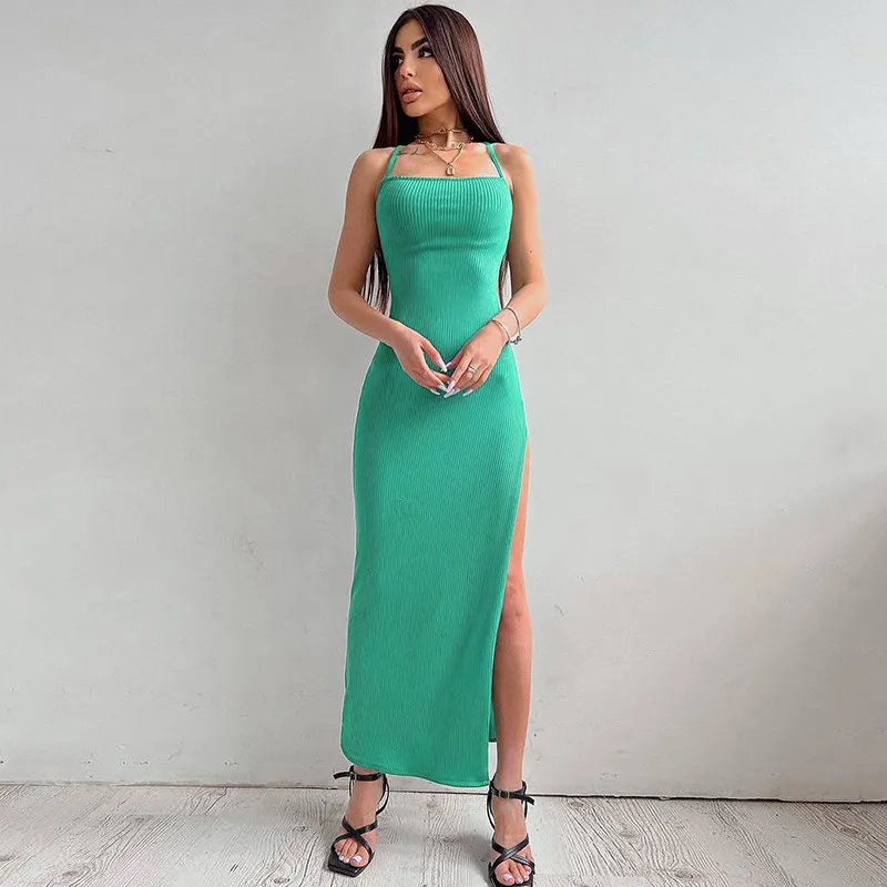 Maxct Knitted Suspender Sexy Split Dress Summer Women's Temperament Spicy Dress