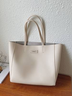 Two Tone Scarf Decor Shoulder Tote Bag - Women Tote Bags