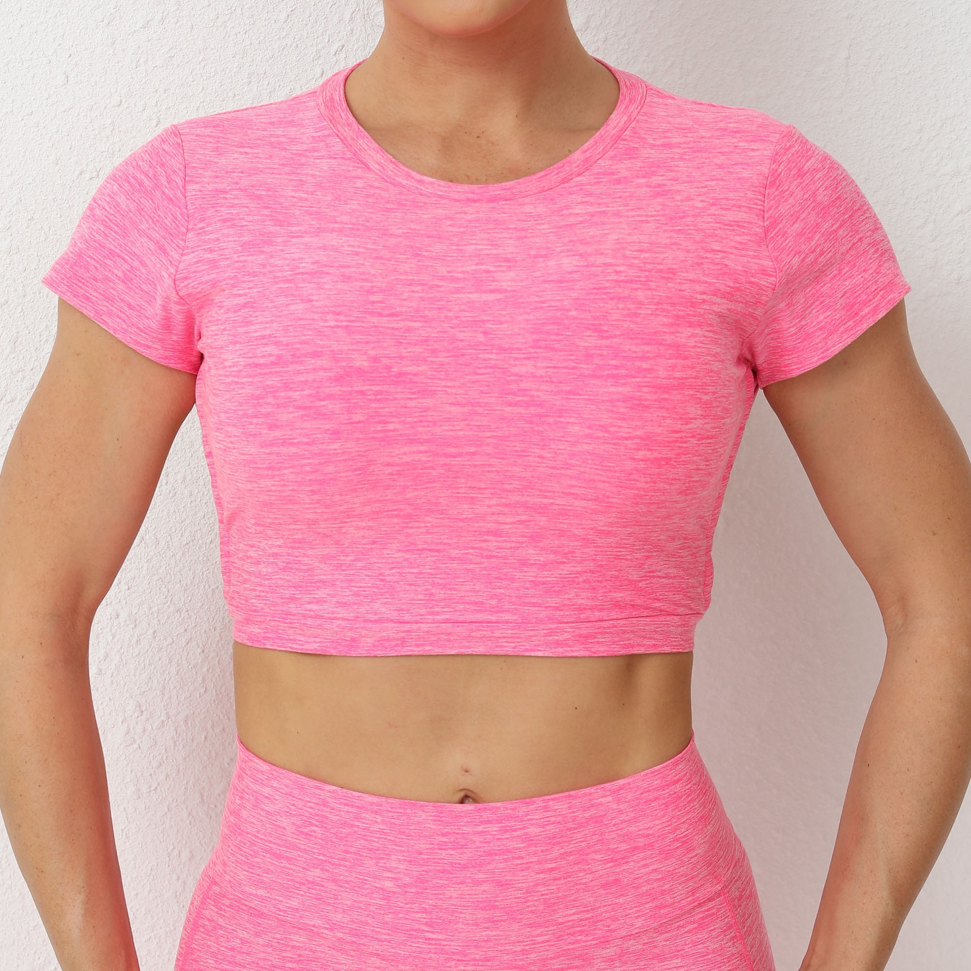 Maxct Backless Gym Workout Top with Cups Women Sportswear Short Sleeve O-neck Sport T-shirt Yoga Wear Ladies Fitness Shirt Pink