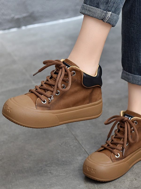 Vintage Leather Lace-Up Short Boots Maxct