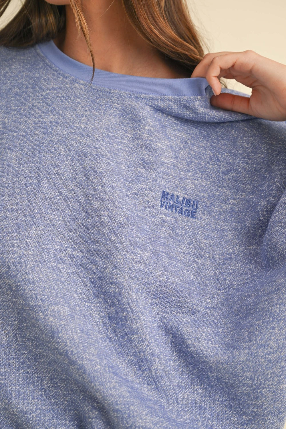Maxct &Mable Round Neck Letter Embroidery Crop Sweatshirt