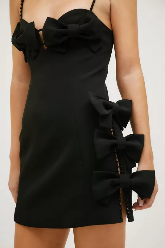 2024 New Women's New Black Bow Bandage Dress Women's Birthday Party Dress