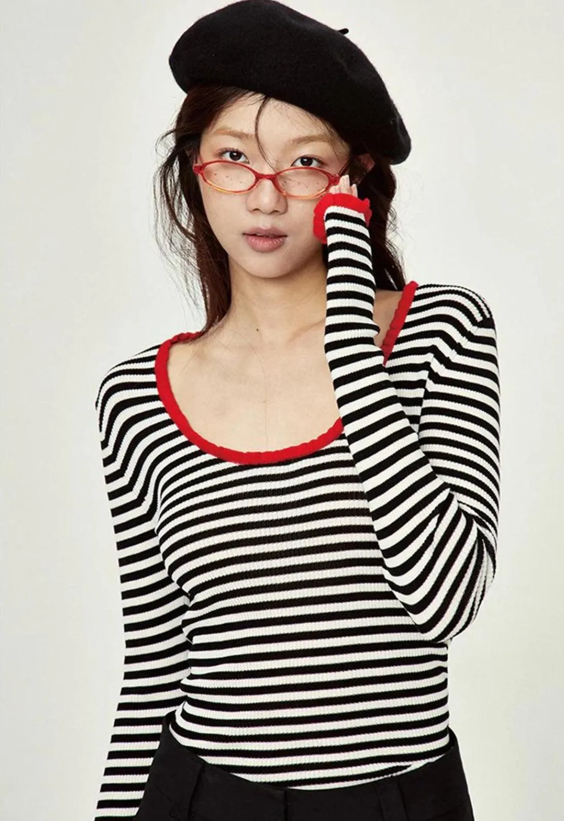 Maxct &Basic Striped Scoop Neckline Top