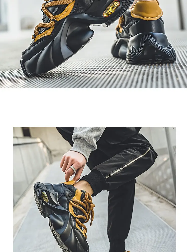 Microfiber Leather Upper Increased Platform Stylish Sneakers