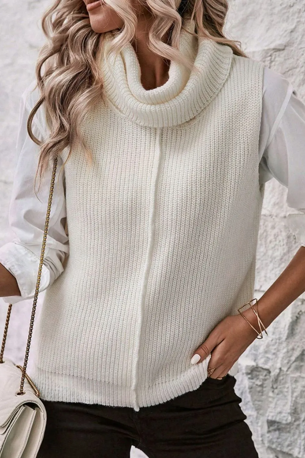Maxct &Central Seam Turtleneck Sleeveless Sweater Vest