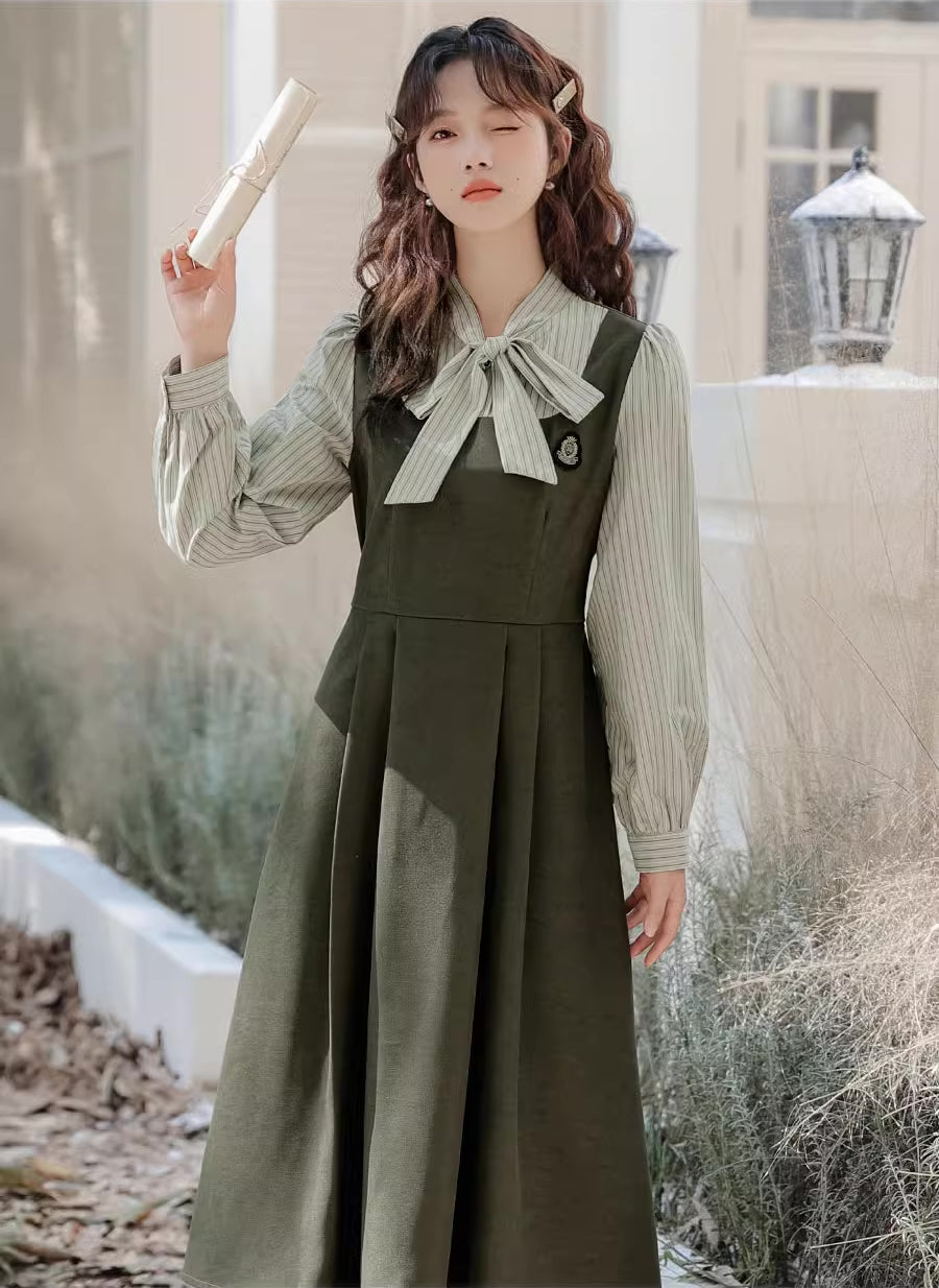 Stripe Academia Twofer Midi Dress Maxct