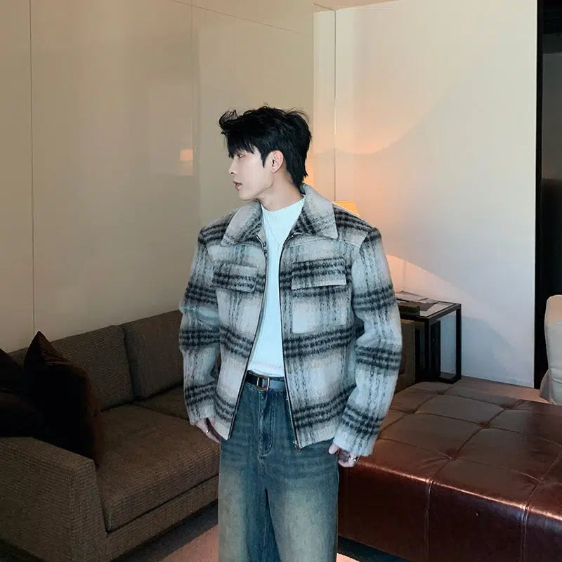 Maxct Short Plaid Woolen Coat