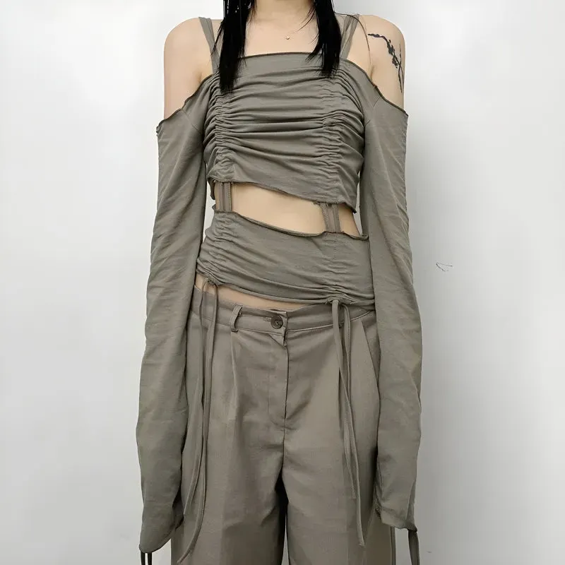 Maxct &Cut-Out Ruched Long Sleeve Top