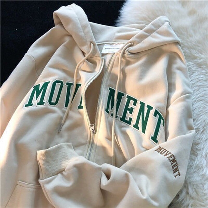 Maxct Print New Casual Top Vintage Y2K Simple Women Hoodies Korean Gray Autumn Thin Streetwear College Girls ins Lady gothic