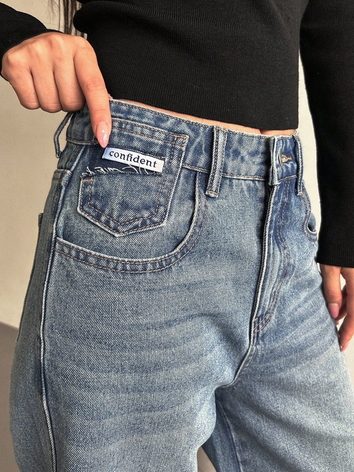 Maxct Women's Casual Wide-Leg Denim Pants With Pockets