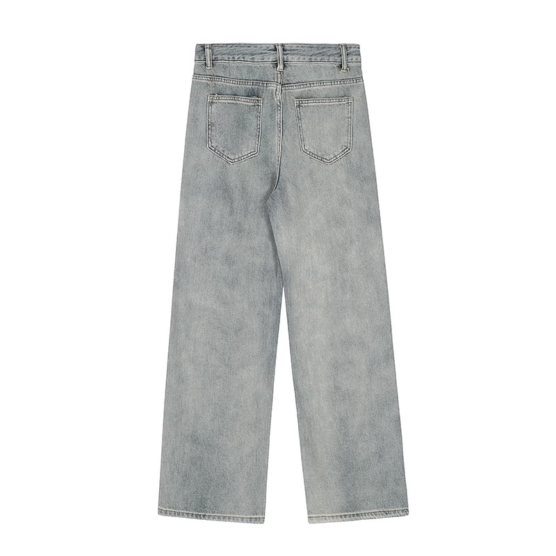 American Star Embroidery Women's Denim Trousers: Y2K High Street Casual Loose Straight Leg Pants - true deals club