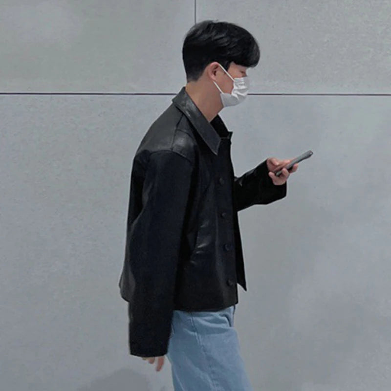 Maxct Cropped Minimal Faux Leather Jacket