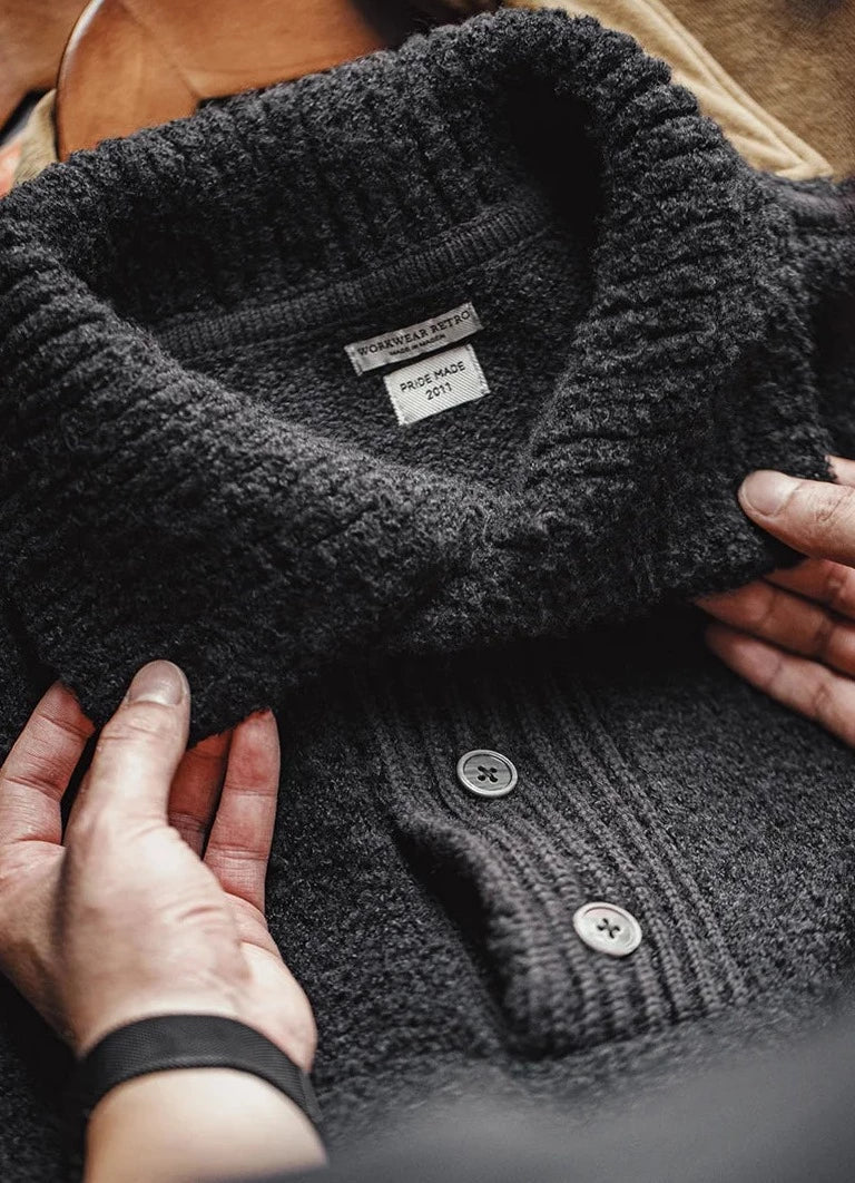 Maxct Boucle Knit Button Neck Sweater