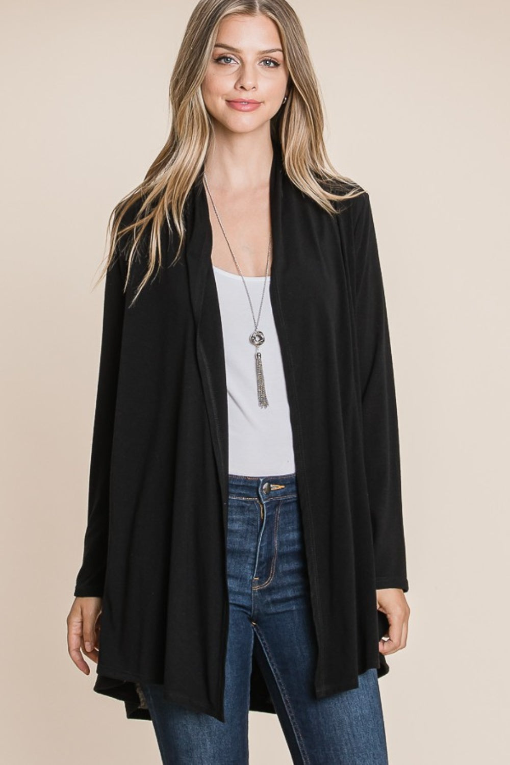 Maxct &BOMBOM Open Front Long Sleeve Cardigan