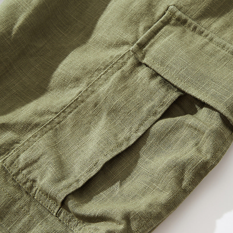 Maxct Summer Retro Cotton Linen Breathable Soft Shorts