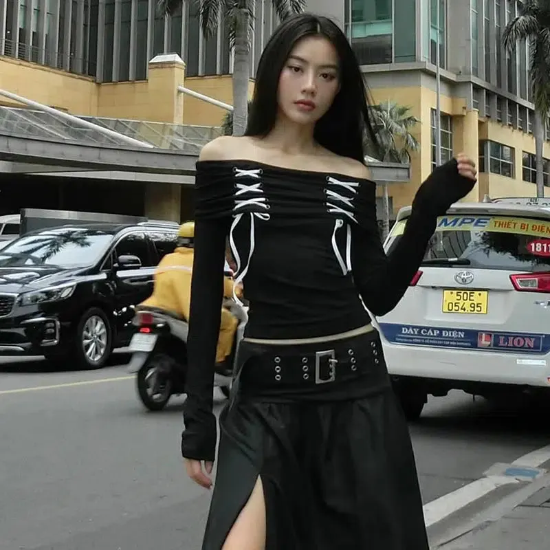 Maxct &Fairy Grunge Off Shoulder Lace Up Top