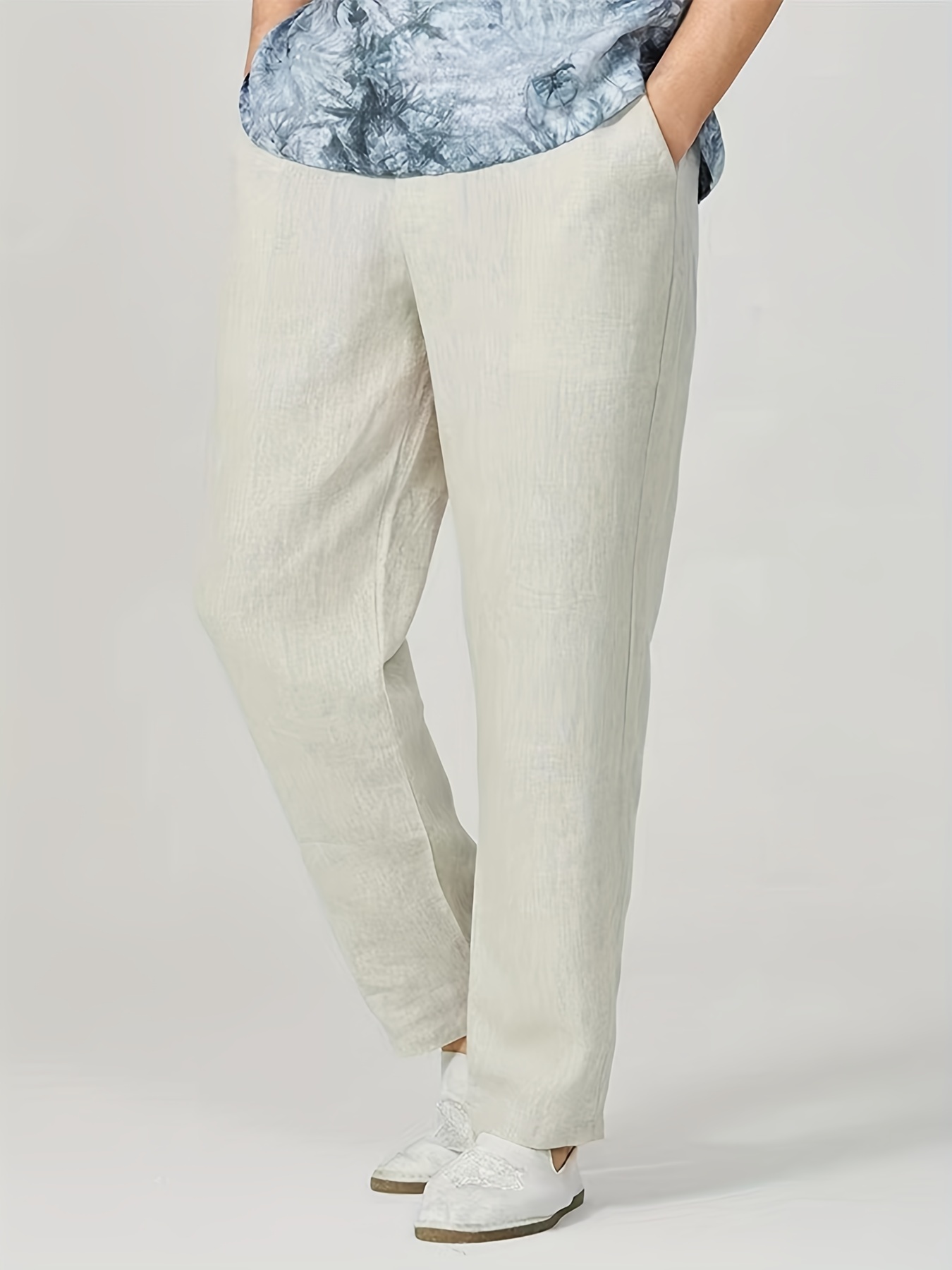 Classic Design Comfy Loose Fit Pants, Men's Waist Drawstring Slant Pocket Casual Pants For Four Seasons