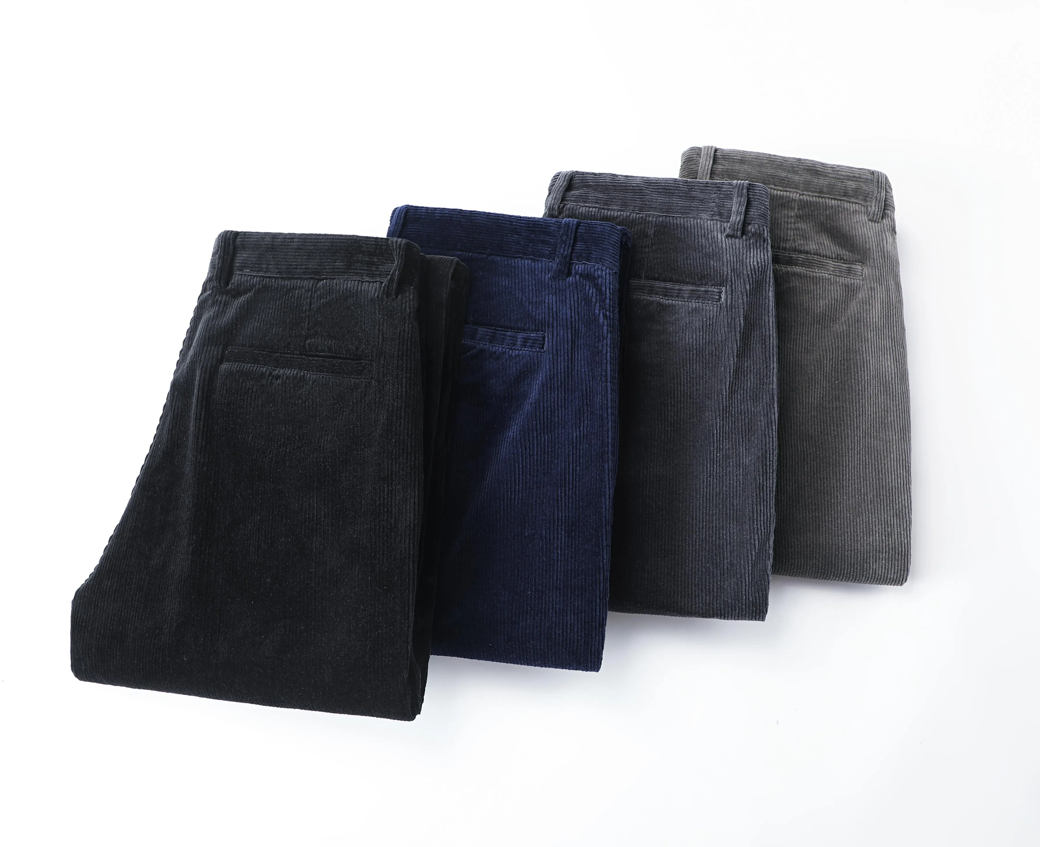Men's Corduroy Pants For Business, Formal Stretch Straight Leg Pants For Fall Winter
