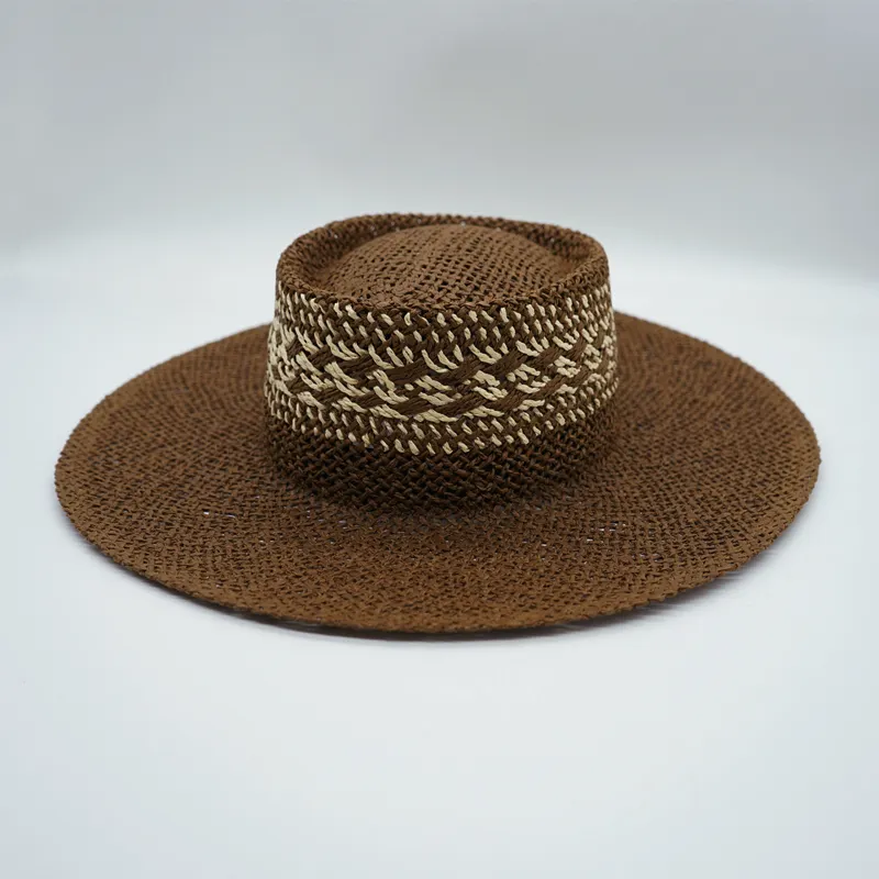 Straw Hat Japanese Style Black Brown Panama Women's Beach Big Brim