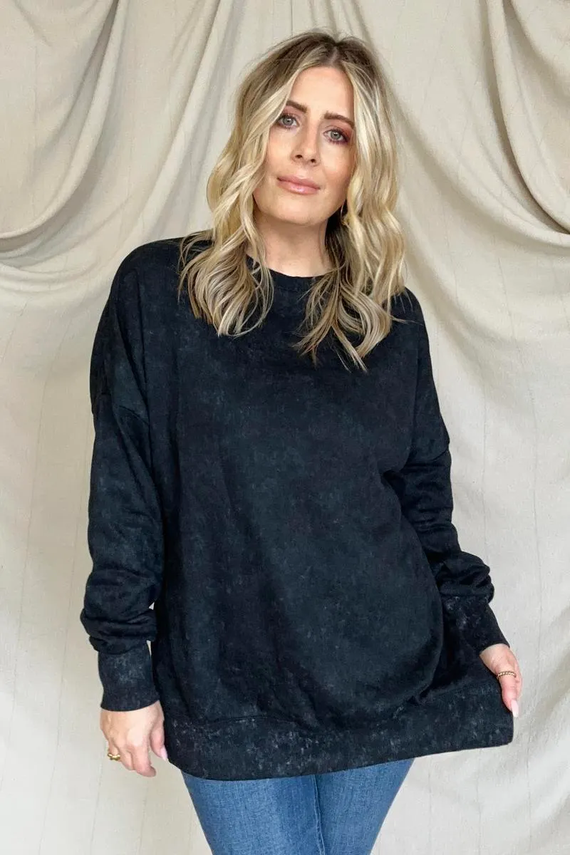 Maxct &Drop Shoulder Ribbed Trim Oversized Sweatshirt