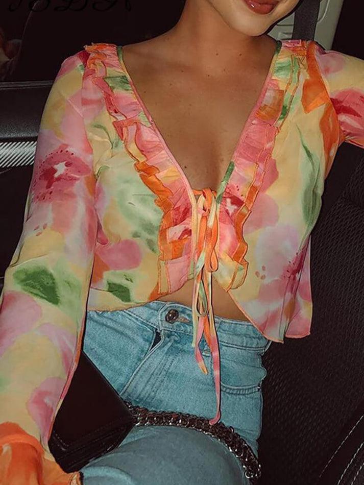 Maxct Plunge V Neck Chiffon Blouse