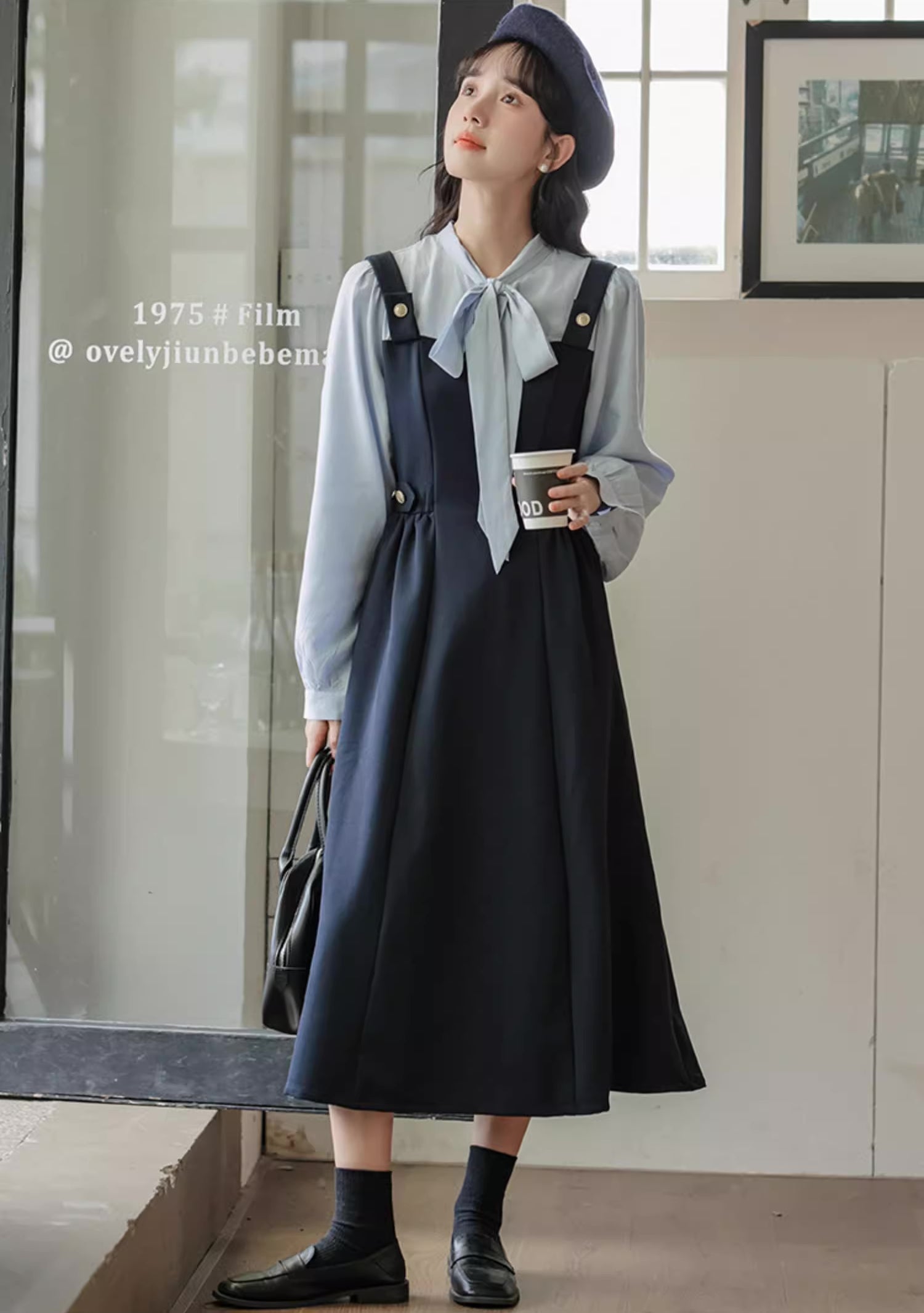 Tie Neck Twofer Midi Dress Maxct